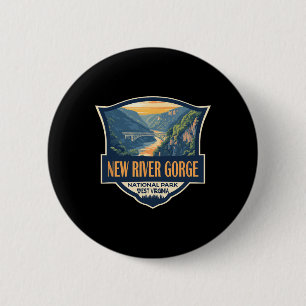 New River Gorge National Park Illustration Retro B 6 Cm Round Badge