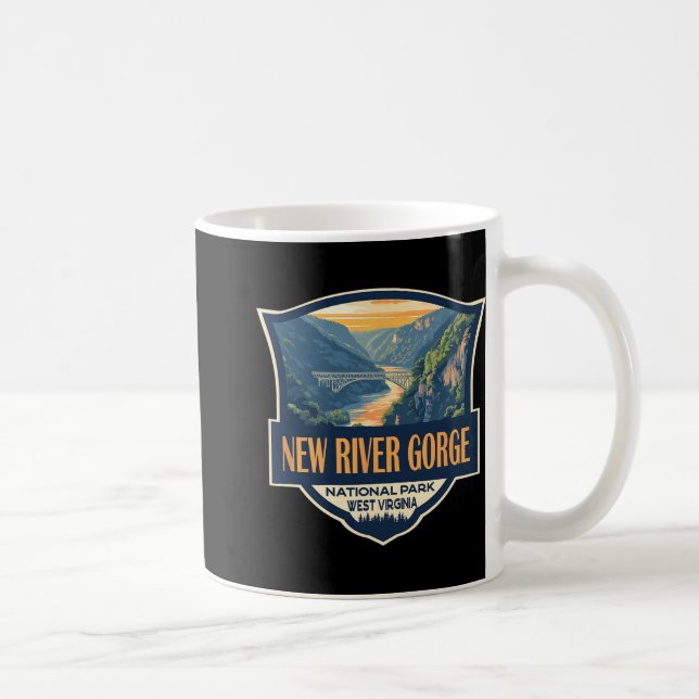 New River Gorge National Park Illustration Retro B Coffee Mug (Right)