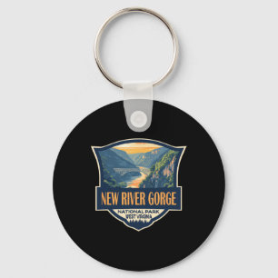 New River Gorge National Park Illustration Retro B Key Ring