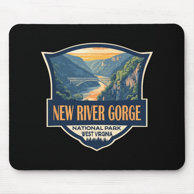 New River Gorge National Park Illustration Retro B Mouse Mat (Front)