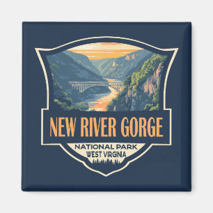 New River Gorge National Park Illustration Retro Magnet