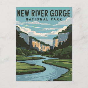 New River Gorge National Park Minimal Illustration Holiday Postcard