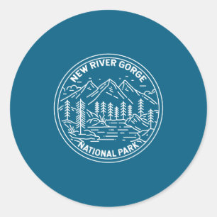New River Gorge National Park Monoline _1 Classic Round Sticker