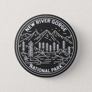 New River Gorge National Park Monoline   6 Cm Round Badge