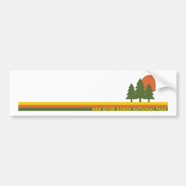 New River Gorge National Park Pine Trees Sun Bumper Sticker (Front)