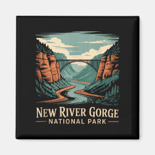 New river gorge national park retro bridge magnet