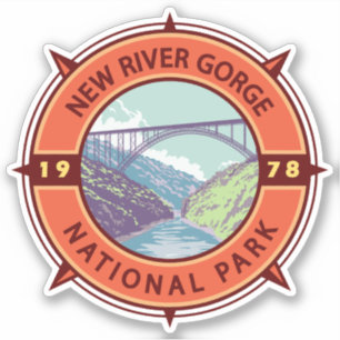 New River Gorge National Park Retro Compass Emblem