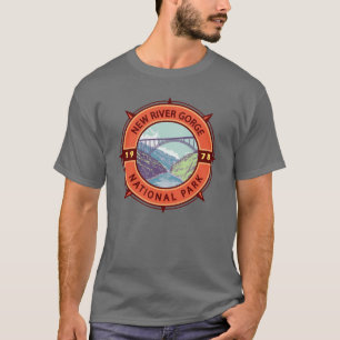 New River Gorge National Park Retro Compass Emblem T-Shirt