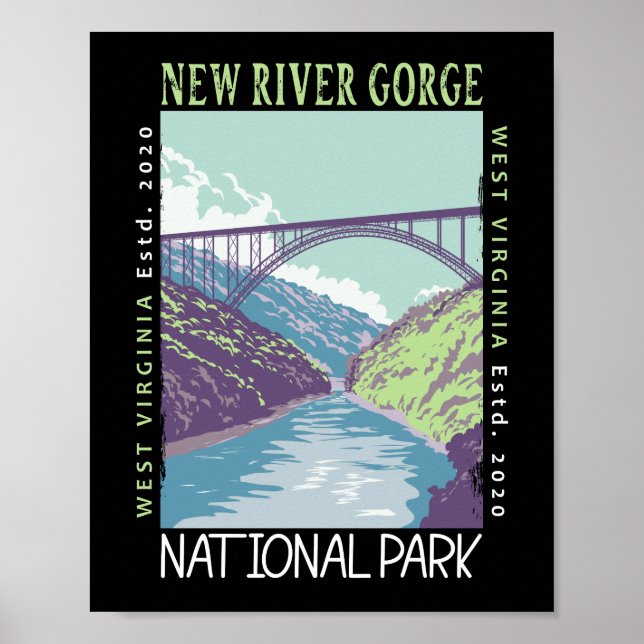 New River Gorge National Park Vintage Distressed Poster (Front)