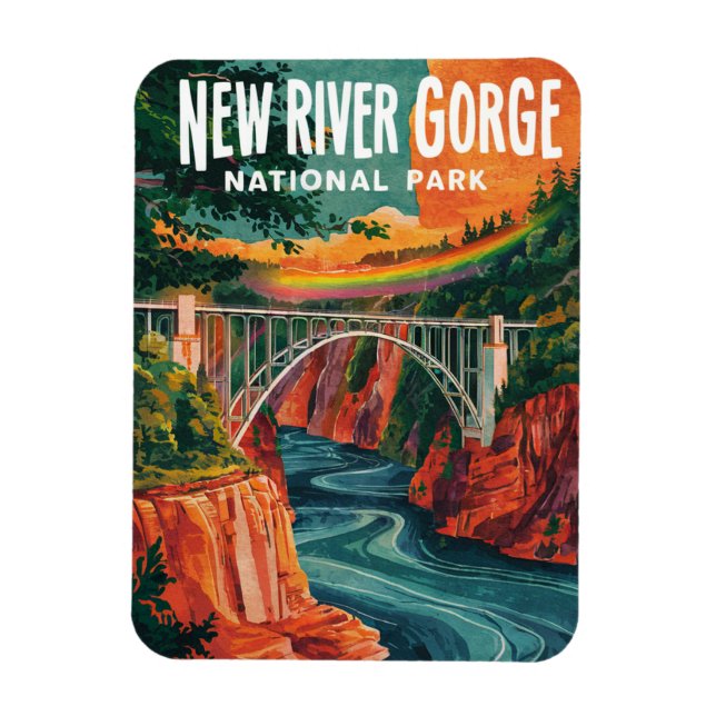 New River Gorge National Park Watercolor Design Magnet (Vertical)