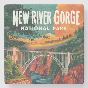 New River Gorge National Park Watercolor Design Stone Coaster