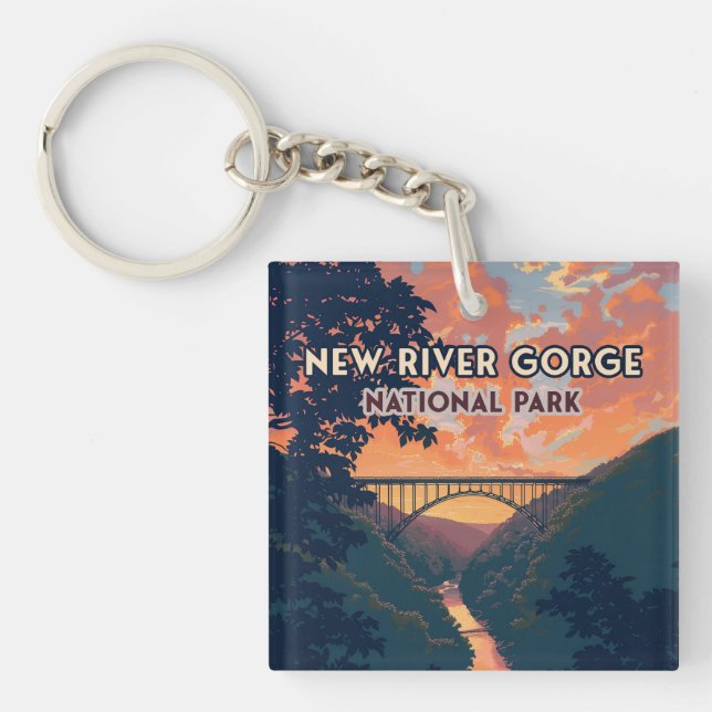 New River Gorge National Park West Virginia Bridge Key Ring (Front)