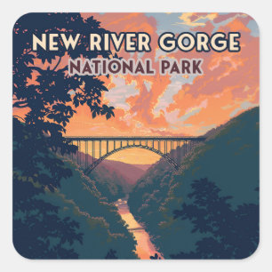 New River Gorge National Park West Virginia Bridge Square Sticker