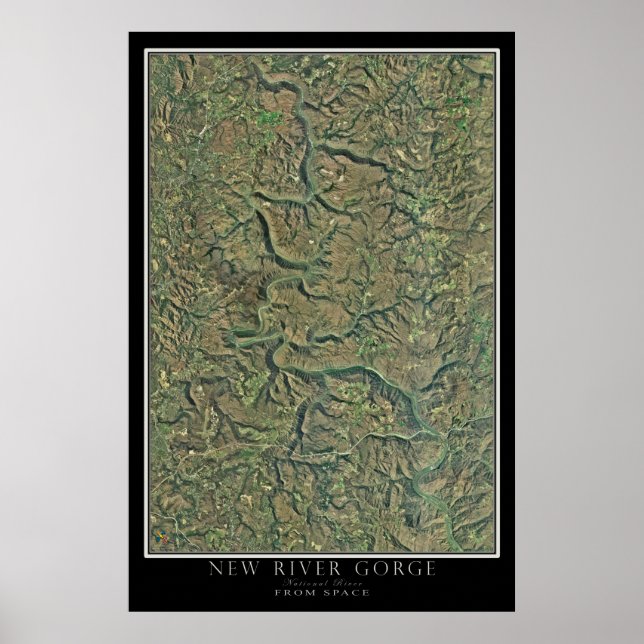 New River Gorge National River Satellite Map Poster (Front)