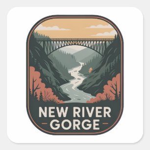 New River Gorge Vintage Park Badge Square Sticker