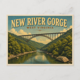 New River Gorge Vintage Travel Postcard