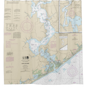 New River Nautical Chart 11542 Shower Curtain