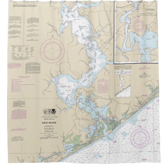 New River Nautical Chart 11542 Shower Curtain (Front)