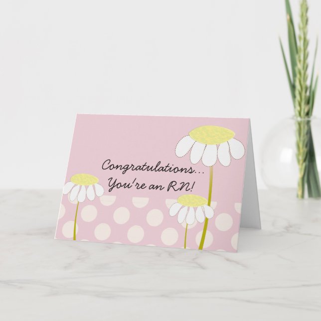 New RN Registered Nurse Congratulations Daisies Card (Front)