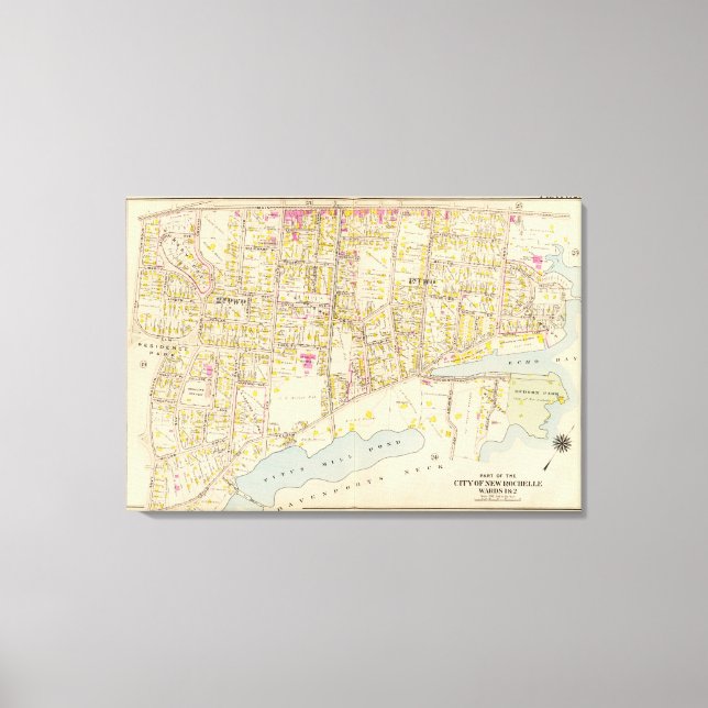 New Rochelle wards 1-2, New York Canvas Print (Front)