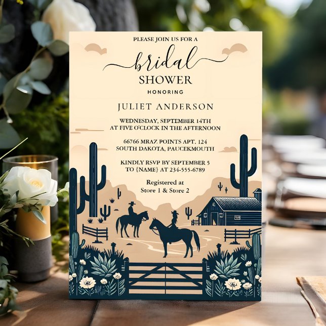 New Rodeo Retro Horse Rustic Western Bridal Shower Invitation (Creator Uploaded)