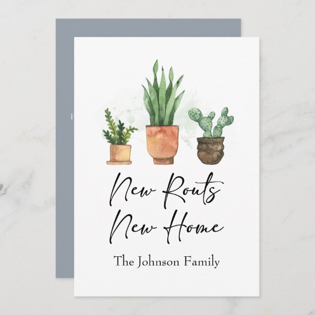 New Roots We've Moved New Home Blue Announcement (Front/Back)