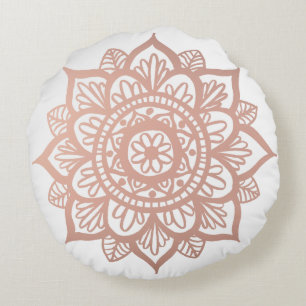 New Rose Gold Mandala Round Pillow