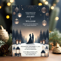 New Rustic Forest Stars Snow Bright Winter Wedding
