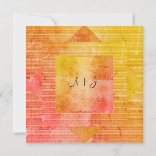 NEW RUSTIC YELLOW ORANGE WEDDING INVITATION (Front)