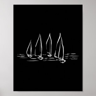 New Sailboats On Open Water Nautical Sailing Boati Poster