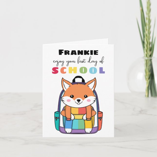New School Starter Card For Son Daughter cute fox (Front)