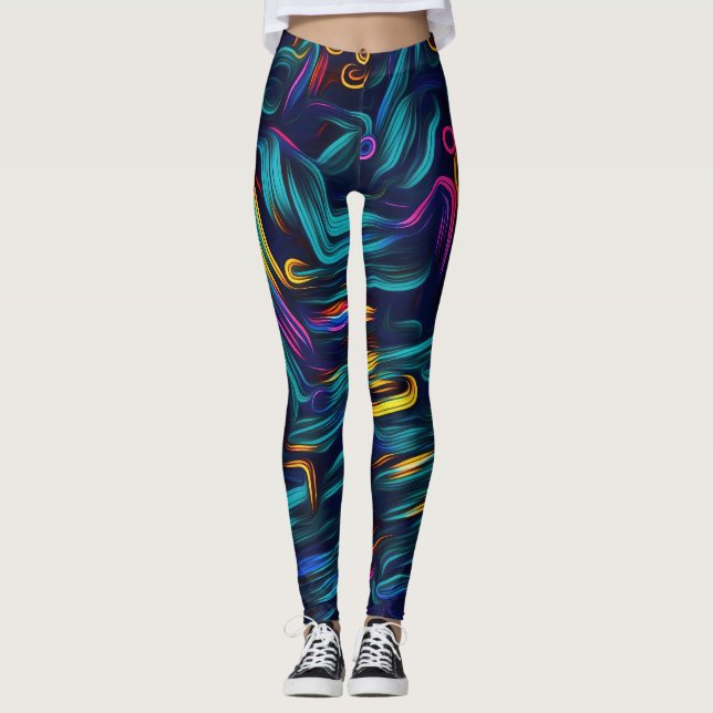 New Season Abstract Colourful Design Leggings (Front)