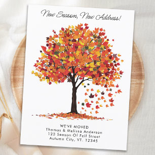 New Season New Address Autumn We've Moved Moving Announcement Postcard