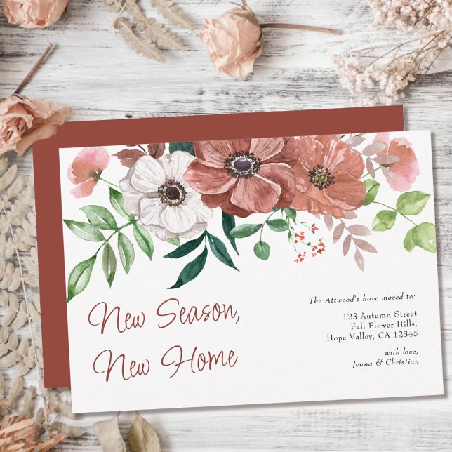 New Season New Home Autumn Flower Fall Moving Announcement (Creator Uploaded)