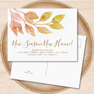 New Season New Home Fall Foliage Moving Announcement Postcard