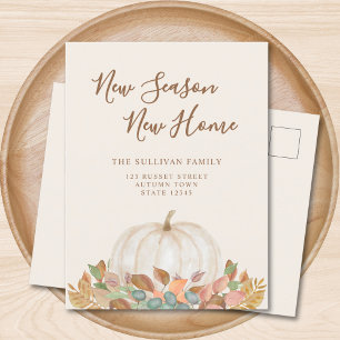 New Season New Home Fall Pumpkin Moving Announcement Postcard