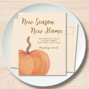 New Season New Home Fall Pumpkin Moving Announcement Postcard