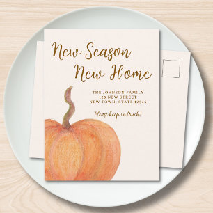 New Season New Home Fall Pumpkin Moving Announcement Postcard