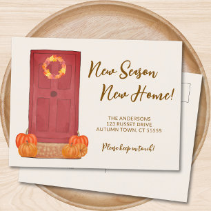 New Season New Home Pumpkin Door Fall Announcement Postcard