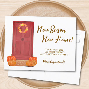 New Season New Home Pumpkin Door Fall Announcement Postcard