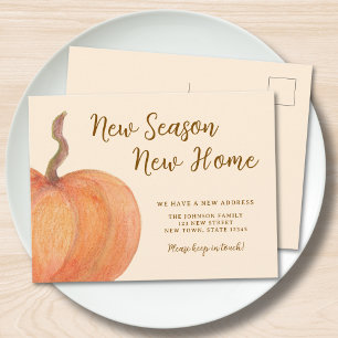 New Season New Home Pumpkin Moving Announcement Postcard