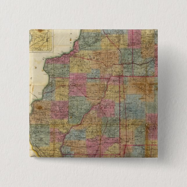 New sectional map of the state of Illinois 2 15 Cm Square Badge (Front)