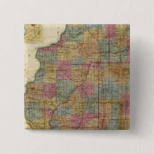 New sectional map of the state of Illinois 2 15 Cm Square Badge