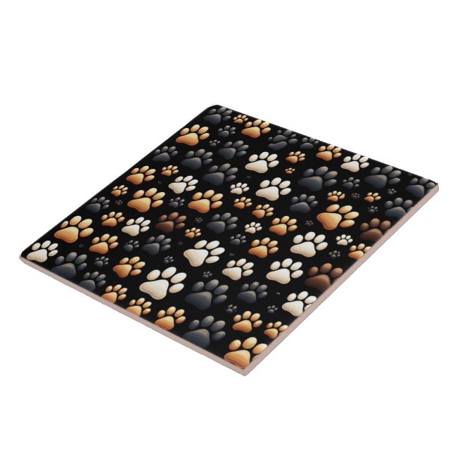 New shape with canine dog paw print  tile (Side)