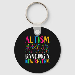 New Shirt Autism Skeleton Dancing Rhythm Autism Key Ring