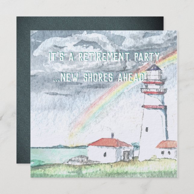 New Shores Lighthouse Retirement Party Invitation (Front/Back)