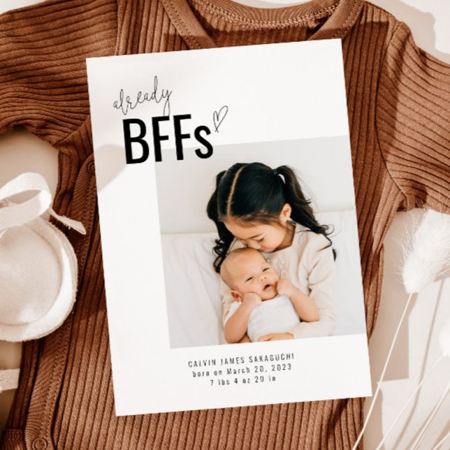 New Sibling Birth Announcement Card | BFFs (Creator Uploaded)