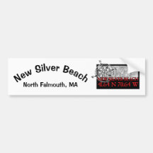 New Silver Beach Bumper Sticker, Red