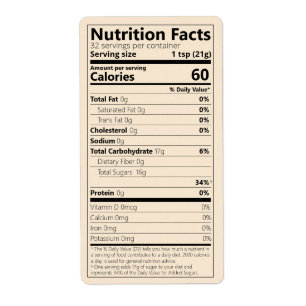 New Single-Ingredient Sugar Nutrition Facts