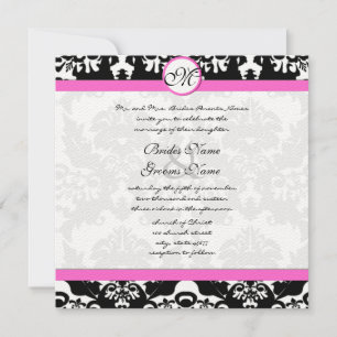 New Sizes Black Damask Swirls Wedding Invitation